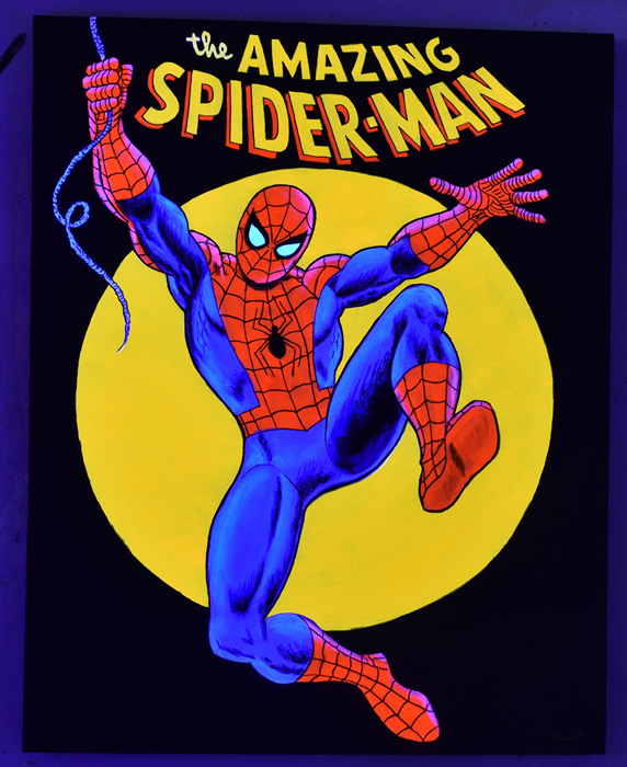 Spider-man marvel comics collctable glowing uv  blacklight painting One of a kind by Vincent Monaco